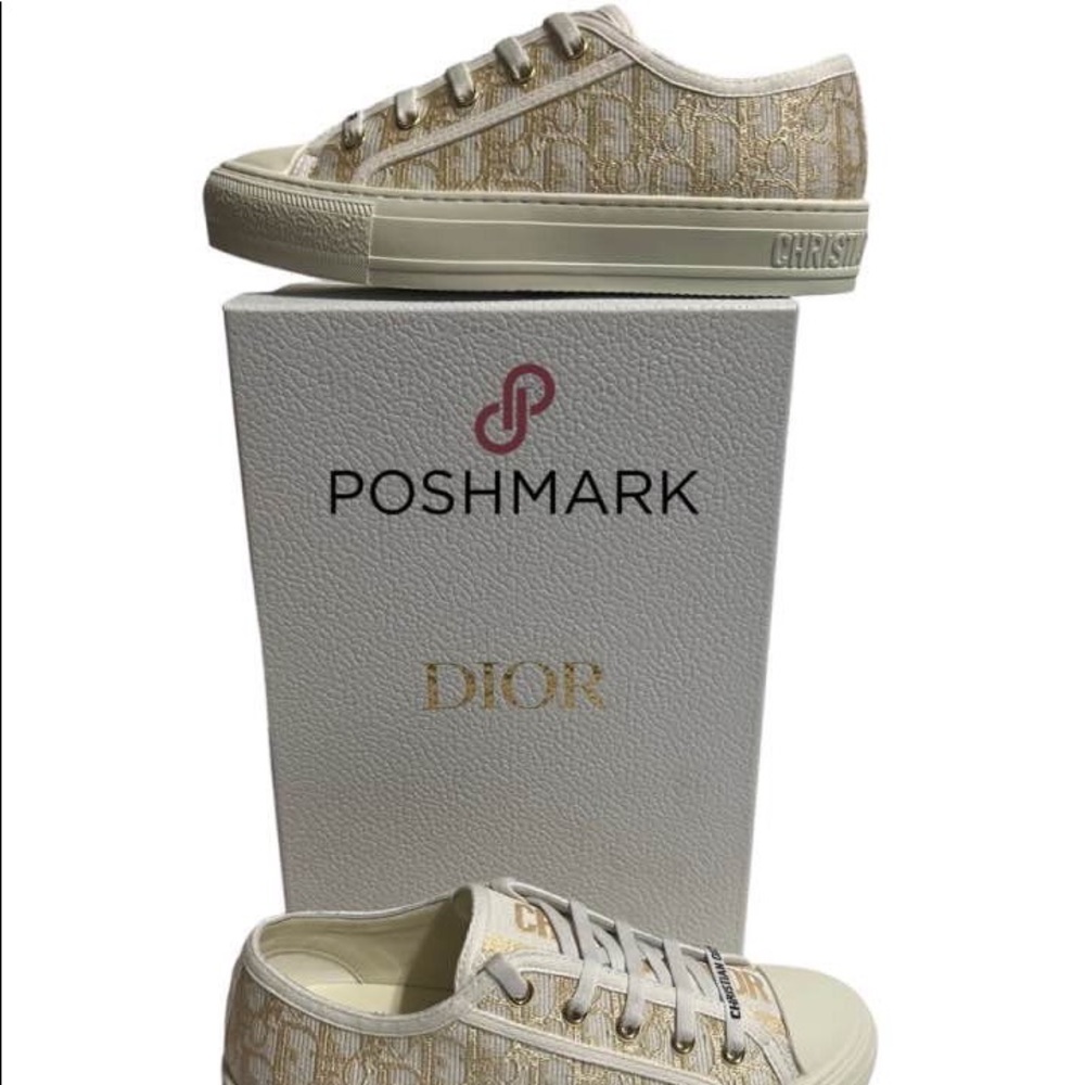 Christian Dior WalkNDior Monogram Sneakers 37 Gold